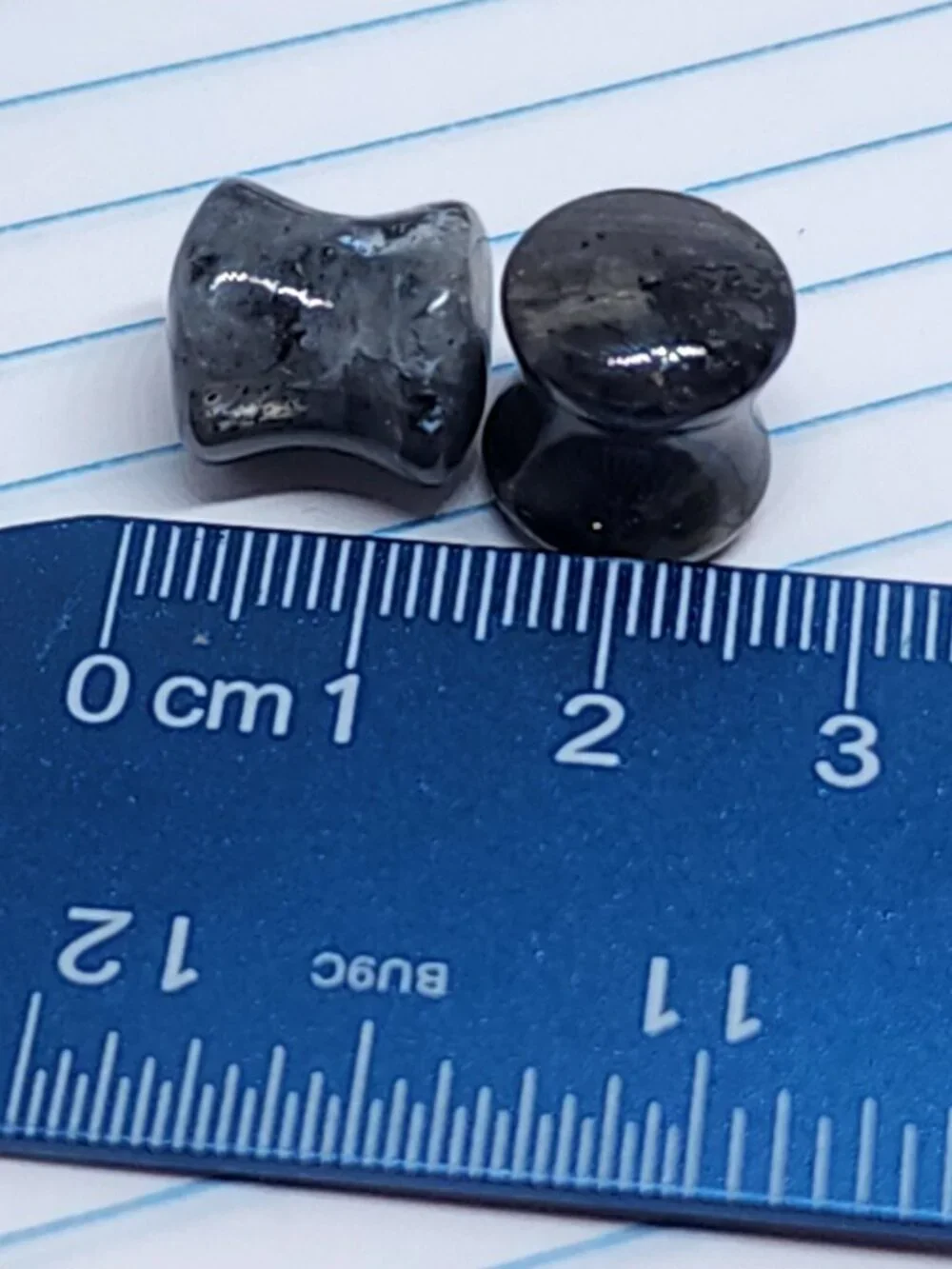 00g Organic Black Labradorite Plugs Tunnels Gauges B3123